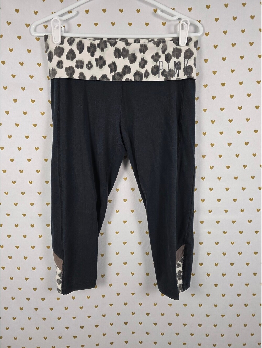 Victorias Secret PINK Vintage Y2k Leopard cheetah Foldover Yoga Pants Capri Med